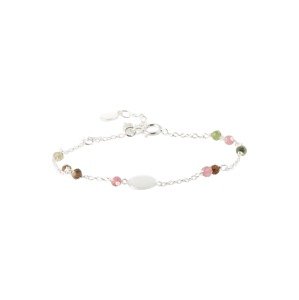 Pernille Corydon Jewellery Náramok 'Afterglow'  strieborná / svetlozelená / ružová / hnedá / biela