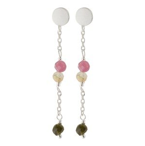 Pernille Corydon Jewellery Náušnice 'Afterglow'  strieborná / kaki / ružová / krémová