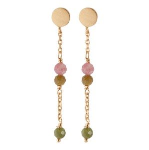 Pernille Corydon Jewellery Náušnice 'Afterglow'  zlatá / staroružová / okrová / zelená
