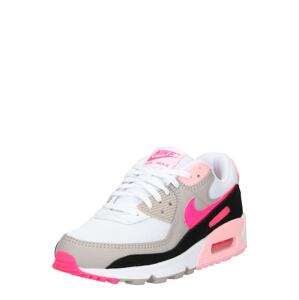 Nike Sportswear Nízke tenisky 'AIR MAX 90'  biela / neónovo ružová / tmavobéžová / ružová / čierna