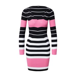 GUESS Pletené šaty  ružová / čierna / biela