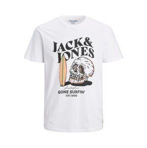 Jack & Jones Junior Tričko  biela / čierna / oranžová