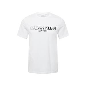Calvin Klein Tričko  biela / čierna / sivá melírovaná