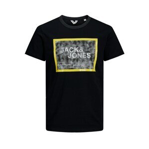 Jack & Jones Junior Tričko 'Fikes'  čierna / čadičová / žltá
