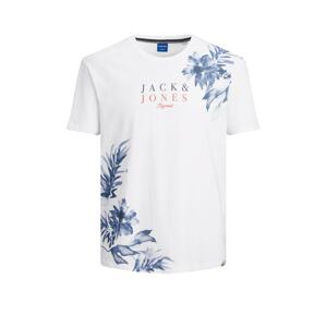 Jack & Jones Plus Tričko 'CALIFLO'  biela / námornícka modrá / grenadínová