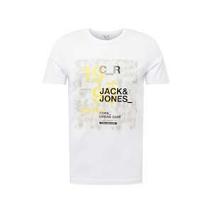JACK & JONES Tričko  pastelovo žltá / svetlosivá / čierna / biela