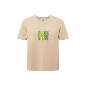 NU-IN T-Shirt  svetlobéžová / žltá / smaragdová