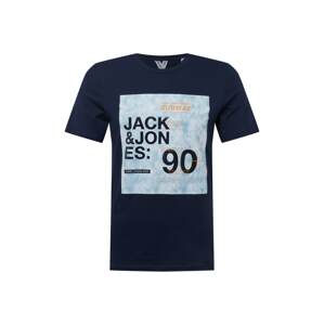 JACK & JONES Tričko  námornícka modrá / svetlomodrá / oranžová / čierna