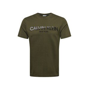 Calvin Klein T-Shirt  olivová / biela / čierna