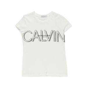 Calvin Klein Jeans Tričko  biela / strieborná / čierna