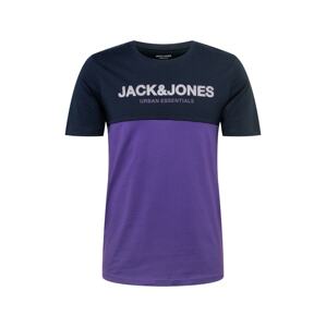 JACK & JONES Tričko  námornícka modrá / tmavofialová / biela