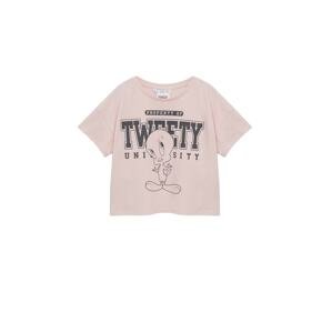 MANGO KIDS T-Shirt 'PIOLIN'  pastelovo ružová / čadičová
