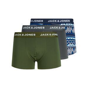 JACK & JONES Boxershorts 'Felix'  námornícka modrá / olivová / biela / svetlosivá