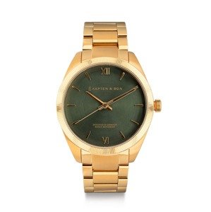 Kapten & Son Analógové hodinky 'Crush Gold Green Steel'  zlatá / tmavozelená