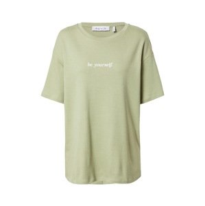 NU-IN Oversize tričko 'Be Yourself'  pastelovo zelená / biela