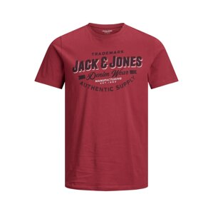 Jack & Jones Junior Tričko  vínovo červená / biela / červená