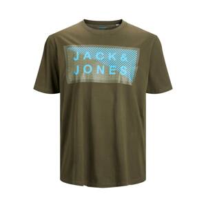 Jack & Jones Plus Tričko 'Shawn'  zlatá / tyrkysová / kaki
