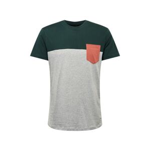 Iriedaily T-Shirt  sivá melírovaná / tmavozelená / koralová