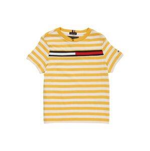 TOMMY HILFIGER T-Shirt  zlatá žltá / biela / ohnivo červená / tmavomodrá