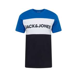JACK & JONES T-Shirt  tmavomodrá / kráľovská modrá / biela