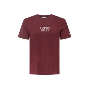 Calvin Klein Tričko  vínovo červená / biela