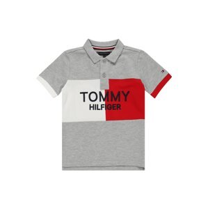 TOMMY HILFIGER Tričko  sivá melírovaná / biela / červená / tmavomodrá