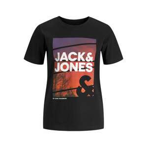 Jack & Jones Junior Tričko 'Urban'  čierna / oranžovo červená / tmavofialová
