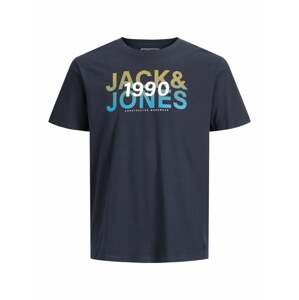 JACK & JONES Tričko 'Fade'  námornícka modrá / žltá / biela / modrá