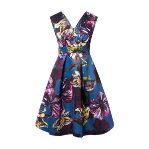 Closet London Kokteilové šaty  tmavomodrá / fialová / biela / hnedá