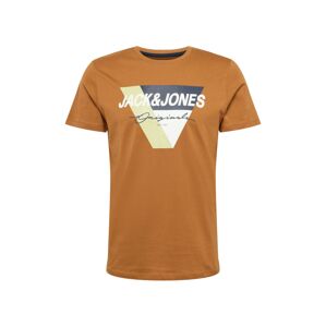 JACK & JONES T-Shirt 'MASON'  karamelová / biela / čierna / pastelovo zelená