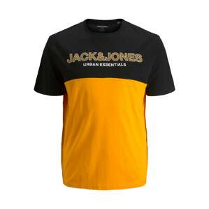 Jack & Jones Plus Tričko  čierna / biela / svetlooranžová