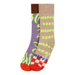 Happy Socks Ponožky  svetlohnedá / svetlofialová / svetločervená / neónovo zelená / biela