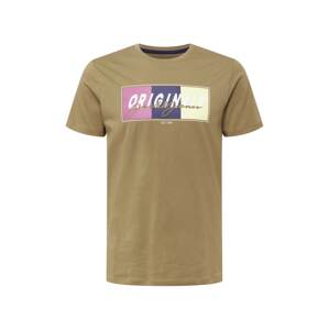 JACK & JONES T-Shirt 'MASON'  olivová / čierna / svetložltá / ružová