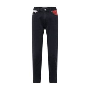 Tommy Jeans Džínsy  čierny denim / biela / červená