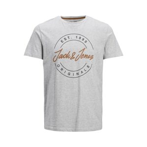JACK & JONES Tričko 'JERRY'  sivá melírovaná / čierna / zlatá