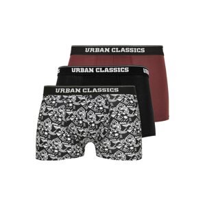 Urban Classics Big & Tall Boxerky  čierna / biela / karmínovo červená
