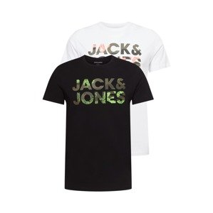 JACK & JONES T-Shirt 'OLDIER'  čierna / biela / zmiešané farby