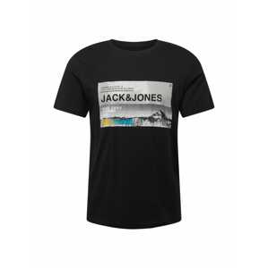 JACK & JONES Tričko 'RACK'  čierna / sivá / žltá / neónovo modrá
