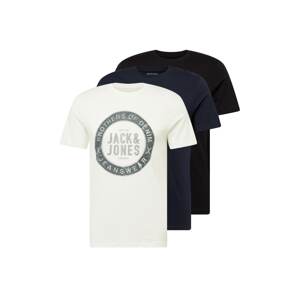 JACK & JONES T-Shirt 'Ejeans'  biela / námornícka modrá / čierna / modrosivá