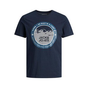 Jack & Jones Plus T-Shirt 'Bilo'  námornícka modrá / biela / tmavomodrá