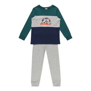 SCHIESSER Pyžamo  sivá melírovaná / námornícka modrá / smaragdová / tmavooranžová / biela