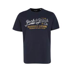 Jack & Jones Plus Tričko 'BOOSTER'  námornícka modrá / biela / oranžová