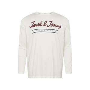 Jack & Jones Plus Tričko  vínovo červená / námornícka modrá / biela