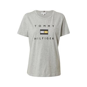 TOMMY HILFIGER Tričko  sivá melírovaná / zlatá / strieborná / tmavomodrá