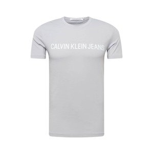 Calvin Klein Jeans Tričko  striebornosivá / biela