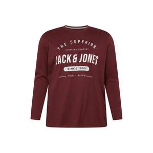 Jack & Jones Plus Tričko 'HERRO'  krvavo červená / biela