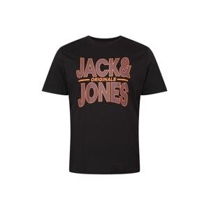 Jack & Jones Plus Tričko  čierna / farba lesného ovocia / oranžová