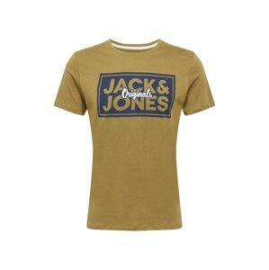JACK & JONES Tričko  olivová / námornícka modrá / biela