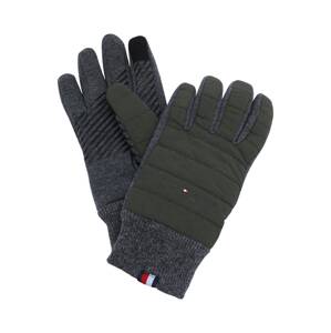 TOMMY HILFIGER Prstové rukavice  sivá melírovaná / tmavozelená / biela / námornícka modrá / červená