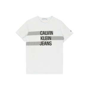 Calvin Klein Jeans T-Shirt 'DIMENSION'  biela / sivá / čierna